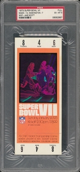 1973 Super Bowl VII Full Ticket - PSA EX-MT 6